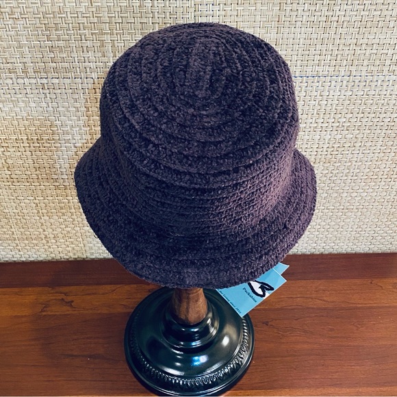 Slate Gray Black Chenille Bling Bucket Hat by Betmar - Picture 6 of 11